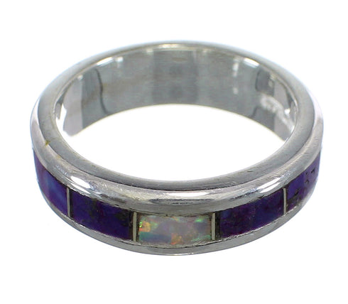 Magenta Turquoise And Opal Southwest Silver Ring Size 7-1/4 VX57692